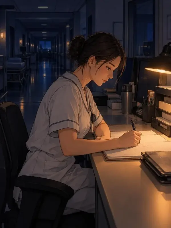 《夜班札记》封面插画，现实职业、现实、温情